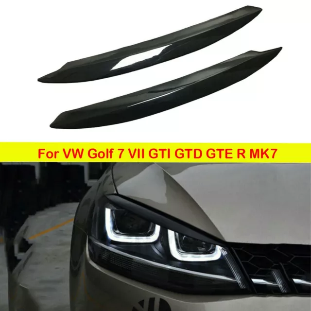 Headlight Eyebrow Eyelid Covers Trim for VW Golf 7 VII GTI GTD GTE R MK7 Black