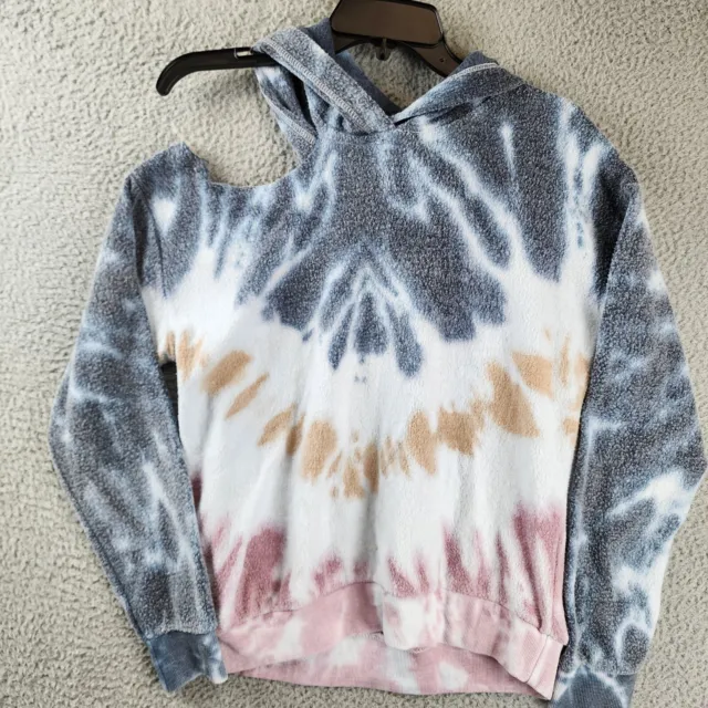 Vintage Havana Open Shoulder Pullover Hoodie Girls' XL(16) Sunset Tie Dye L/S~