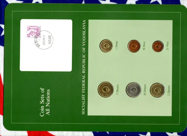 Coin Sets of All Nations Yugoslavia w/card UNC 10,5,2,1 Dinara 50,25 Para 1983