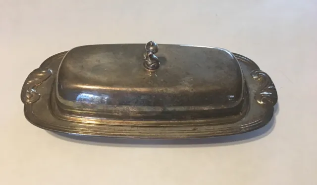 Antique Silverplated Covered Butter Dish WM A Rogers