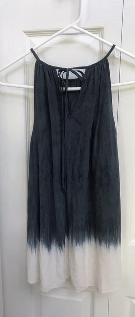 NWT $186 Fifteen Twenty Revolve Brand SZ S 100% Silk Slate Dip Dye Tank