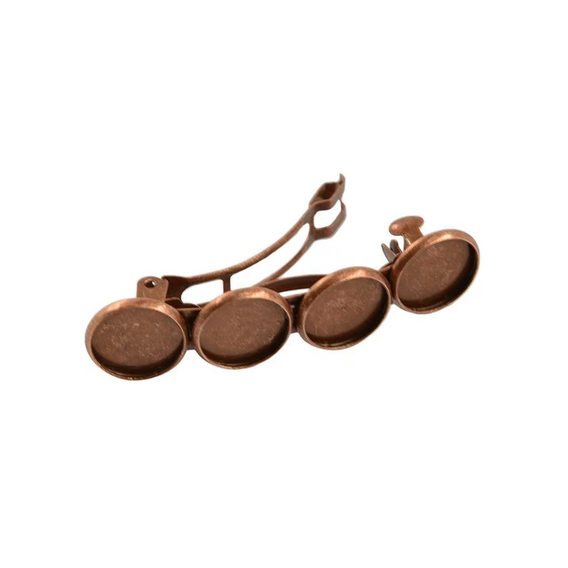 6pcs Vintage Style French Hair Barrette Clips w/ 12mm Cabochon Setting Base
