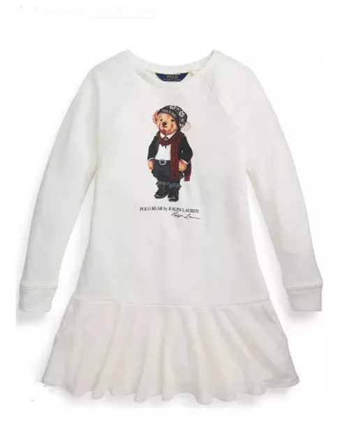 POLO RALPH LAUREN Girls Tuxedo Bear French Terry Dress Size 6X