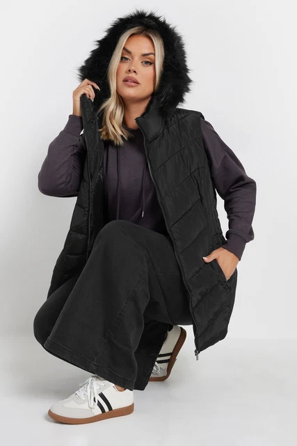YOURS CURVE WOMEN S Plus Size Faux Fur Trim Padded Gilet 54.99 PicClick UK