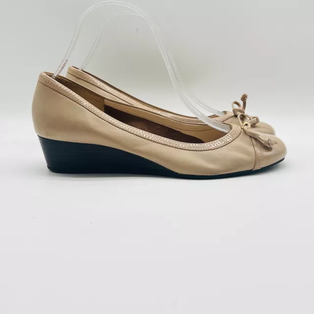 Cole Haan Shoes Womens 8.5 Beige Bow Air Tali Wooden Wedge Comfort Grand OS Pump