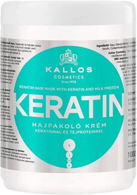 Máscara capilar de queratina Kallos con queratina y proteína de leche 1000 ml