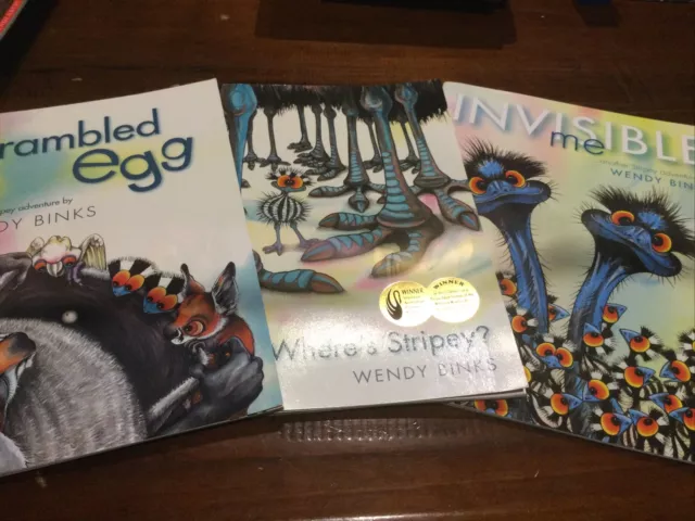 Invisible Me, wheres stripey & scrambled egg by  Wendy Binks x 3 books. free pos