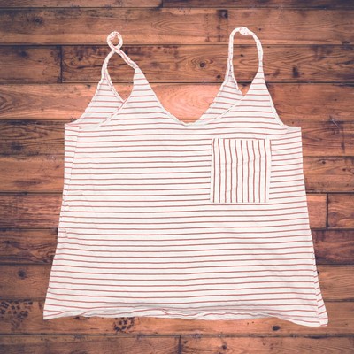 Zara Trafaluc Tank Top Women Medium Red White Striped Spaghetti Strap Sleeveless