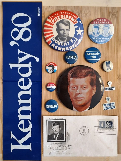 KENNEDY BROTHERS JFK RFK EMK Presidential Campaign Pinback Buttons Tabs Lot 1960