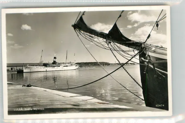 Sweden Lulea Sodra Hamnen Steamship Kolus Realphoto Postcard