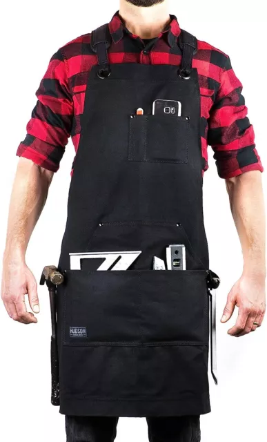 Hudson Durable Goods Deluxe Edition - Waxed Canvas Tool Apron, M to XXL - Black