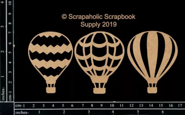 Scrapaholics Laser Cut Chipboard 1.8mm Thick-Hot Air Balloon Set, 3/Pkg, 2.5"X2"