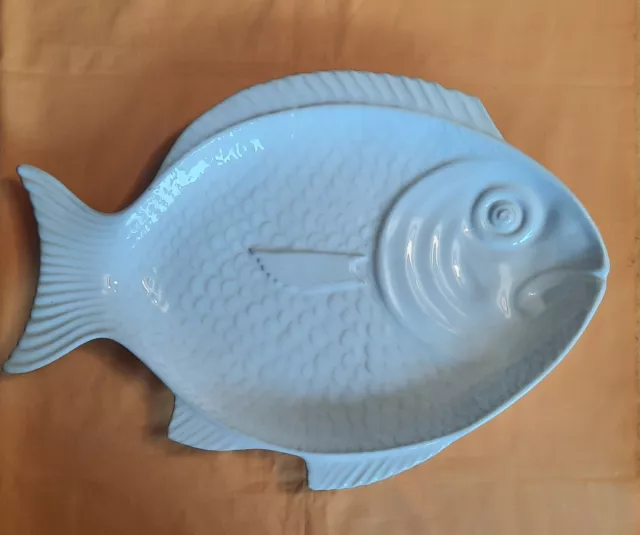 Secla Majolica Large White Fish Serving Platter Made In Portugal