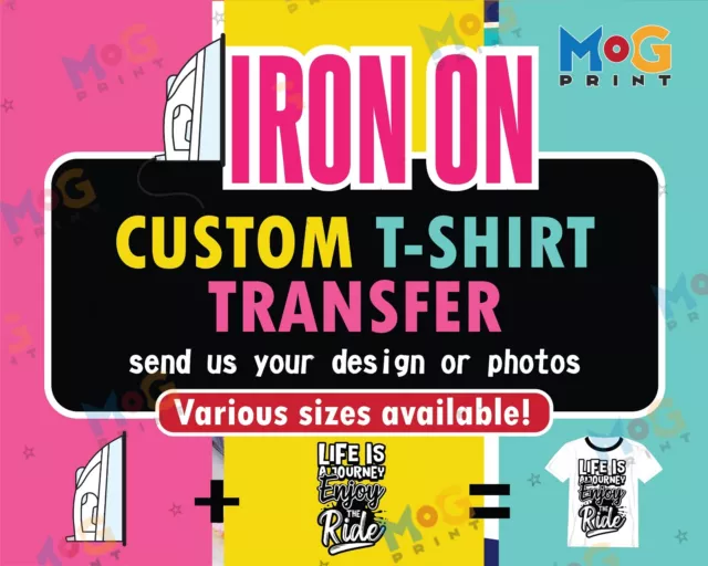 Personalised DIY Heat Transfers Iron on T-shirt Lot Apply DTF Custom Patch Logo