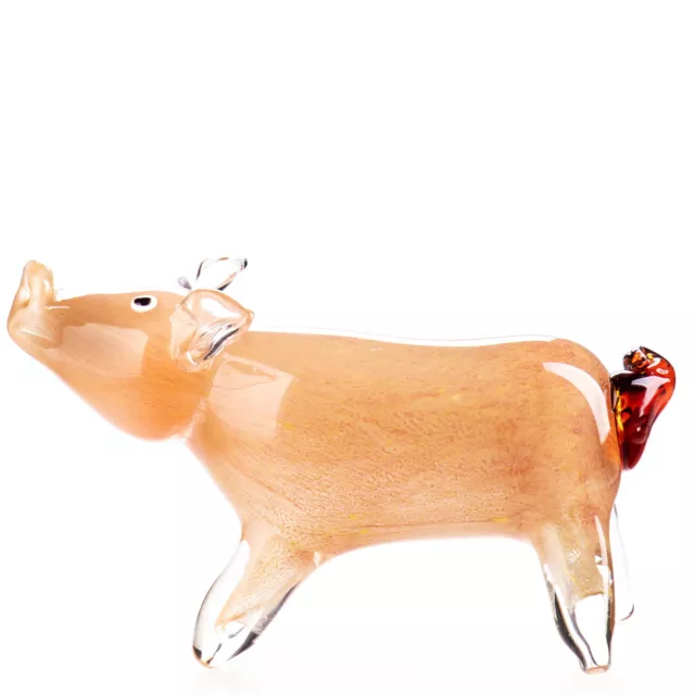 9931005 Glas Figur Muran. Stil Schwein Ferkel Sau 13x31x8cm