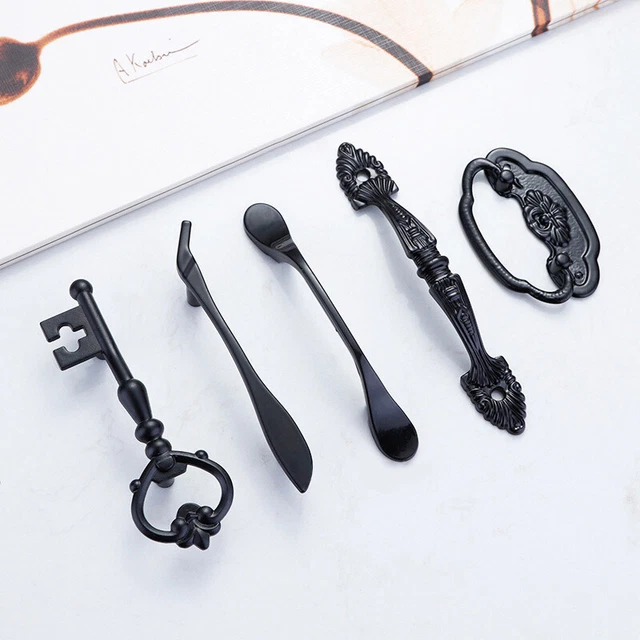 1PC Zinc Alloy Drawer Pulls Black Cabinet Knobs Cupboard Hardware Door Handles