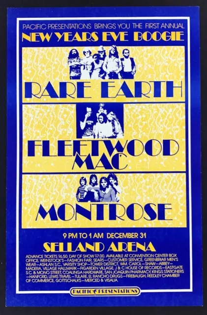 Fleetwood Mac POSTER Rare Earth Montrose 1974 Original Pacific Presentations