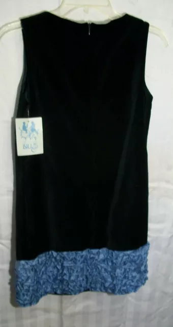 NWT Girls Boutique; LULI & Me; Maria Casero Blue Velvet Dress Ruffles Size 16