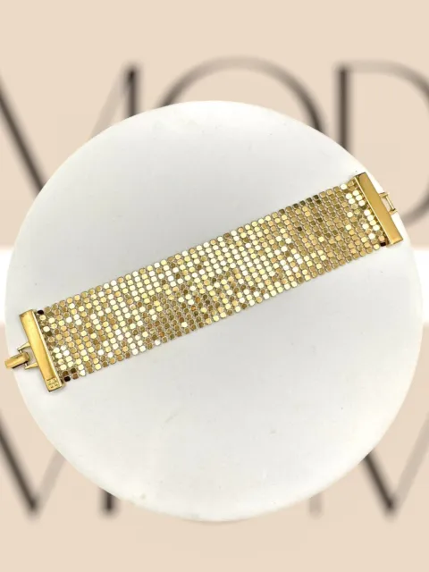 Vintage Signed Givenchy 4 G Logo Chainmail Gold Tone Mesh Liquid Metal Bracelet