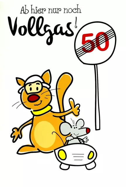 LUSTIGE KARTE 50 Geburtstag mit Spruch Vollgas Geburtstagskarte