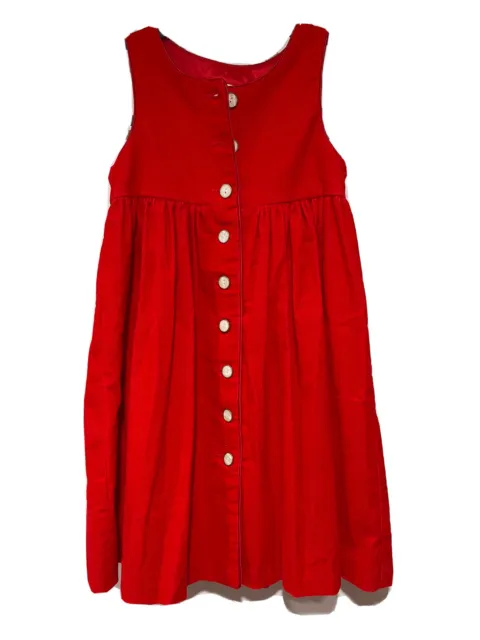VINTAGE GIRLS STORYBOOK HEIRLOOMS CORDUROY RED DRESS SIZE 4 T Mint