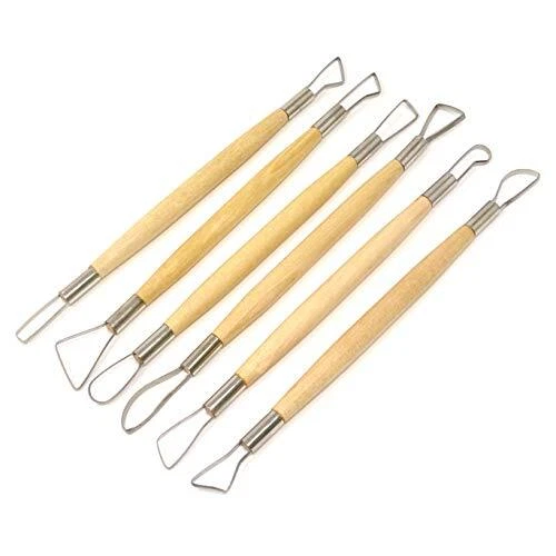 Honbay 6-Piece Wooden Handle Double Ended Modeling Tools Sculpting Tools for
