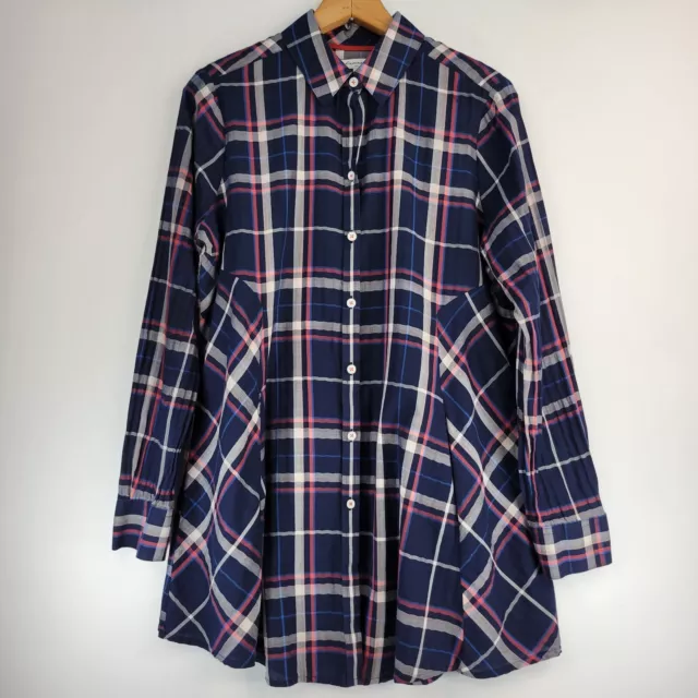 Foxcroft Womens Tunic Size 10 Plaid Button Up Side Pockets