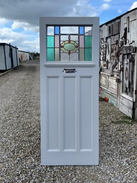 XSG 16A (31 3/4 X 80 1/4) Fully Restored 1930’s Period Stained Glass Front Door