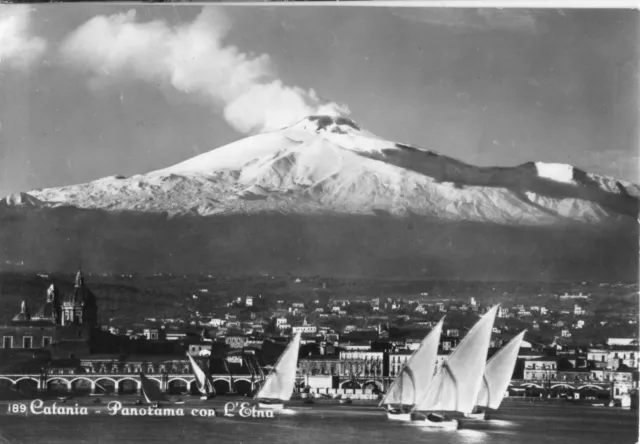 cartolina ITALIA CATANIA PANORAMA CON L' ETNA Italy postcard