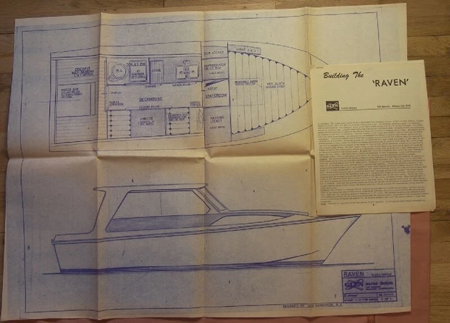 $200 Boat Blue Prints Build 23 Foot Raven Trailerable Cruiser Glen Marine