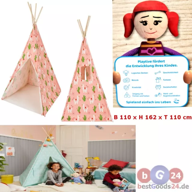 PicClick Rosa SPIELZELT - PLAYTIVE TIPI 34,99 DE Zelt Spielhaus EUR Kinderzelt Baumwolle