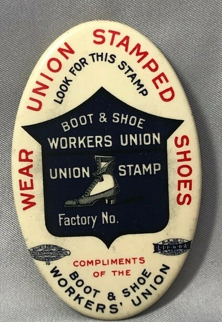 UNION BOOT & SHOE Advertising CELLULOID Pocket MIRROR Antique