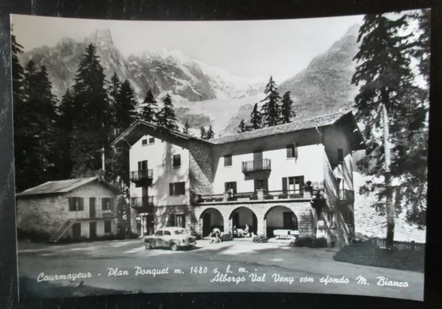 Courmayeur Albergo ristorante Val Veny Monte Bianco Aosta cartolina NV vera foto
