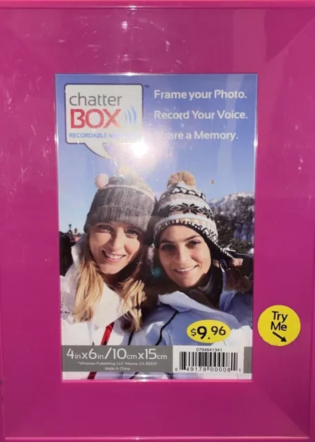 New Chatterbox Recordable Voice Picture Frame Pink 4x6 Photos - New