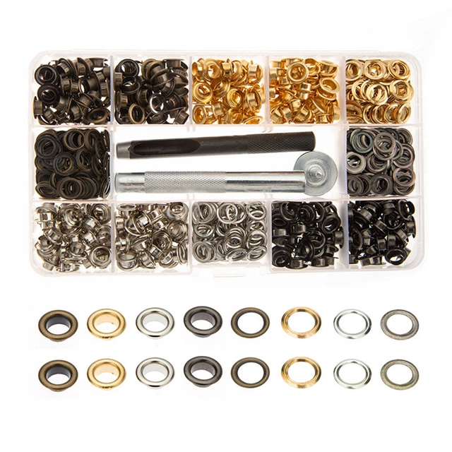 Kits de herramientas punzonado de metal latón de 6 mm ojales lavadora para pancarta de cuero