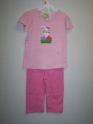 Luigi Kids Boutique Easter 2 pc Outfit NWT Easter Bunny Capri Set Sz 4 / 6 / 6X