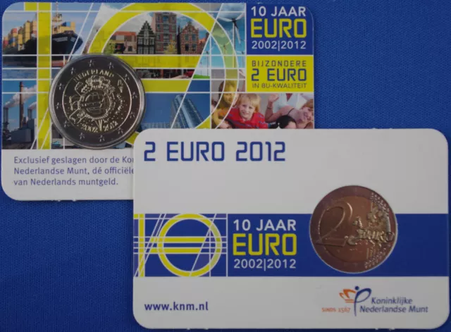 2 Euro Niederlande 2012 "10 Jahre Euro Bargeld" in CoinCard