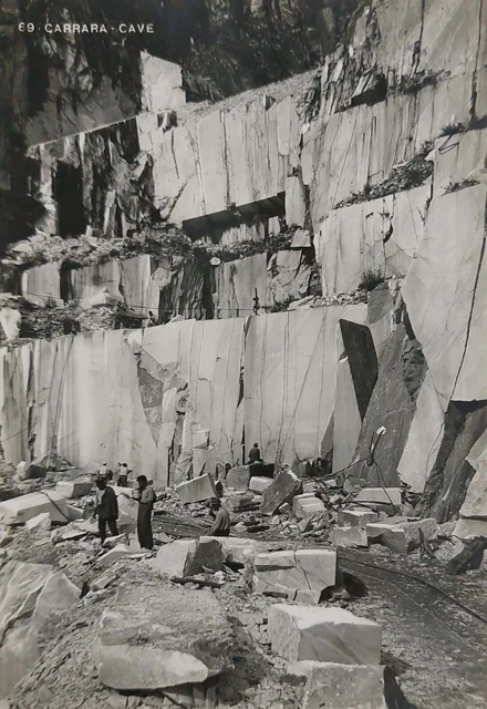 CARRARA -  Cave  con operai a lavoro , vg 1950 f.g. ANIMATA