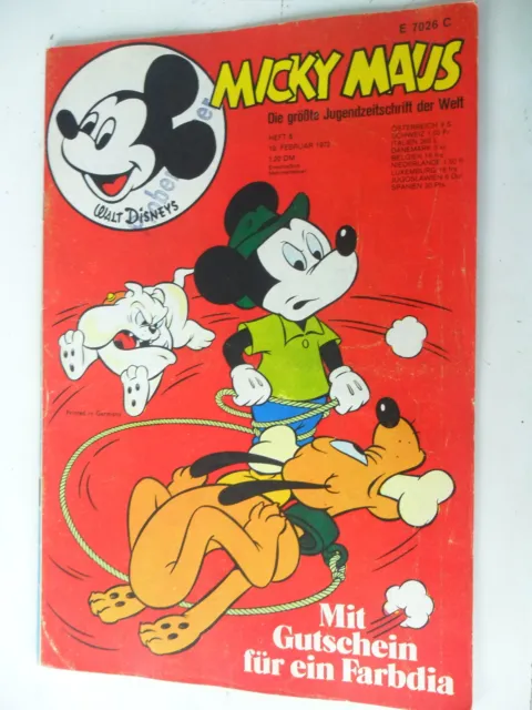 1 x Comic - Micky Maus - Heft Nr. 8 - Jahrgang 1972 - mit Doppelkarte - Z.2