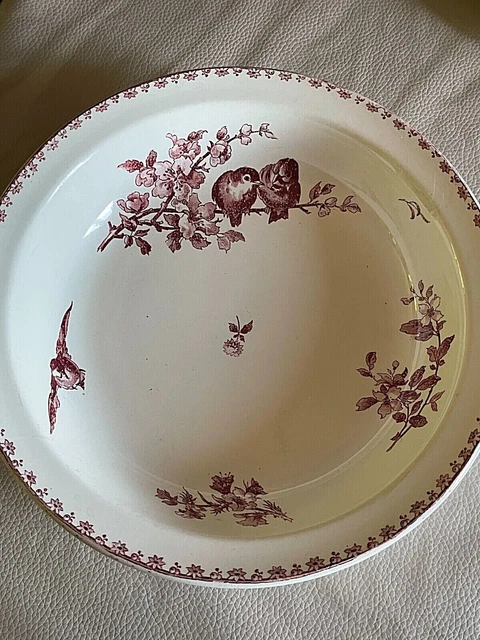 Plat  Rond  Creux Sarreguemines  Décor  Favori  Rouge