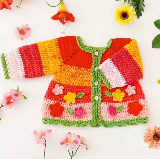 GOLFINO NEONATA BAMBINA Uncinetto Fatto A Mano Regalo Nascita