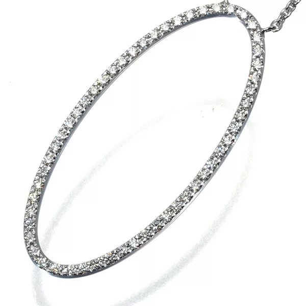 Auth Tiffany&Co. Necklace Metro Diamond Oval 18K 750 White Gold