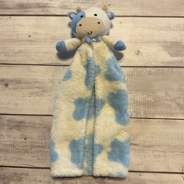 Cutie Pie Cow Lovey White Blue Spots Plush Baby Security Blanket