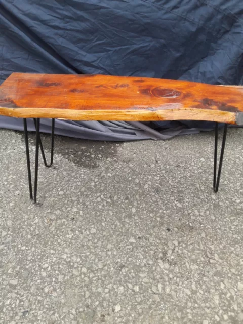 small 3 leg wood coffee table hand made one off