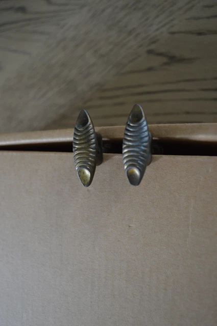 Pair Vintage Metal Cabinet Door Handles Drawer Pulls Retro Mid Century Modern