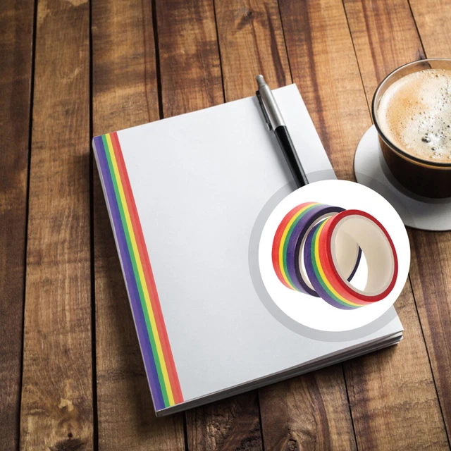 2 un. pegatinas de papelería cinta de enmascarar arco iris cintas washi arte artesanía decoración