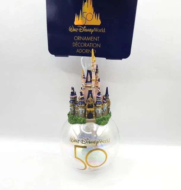 DISNEY CASTLE GLASS Ball 50th Anniversary Walt Disney World Ornament