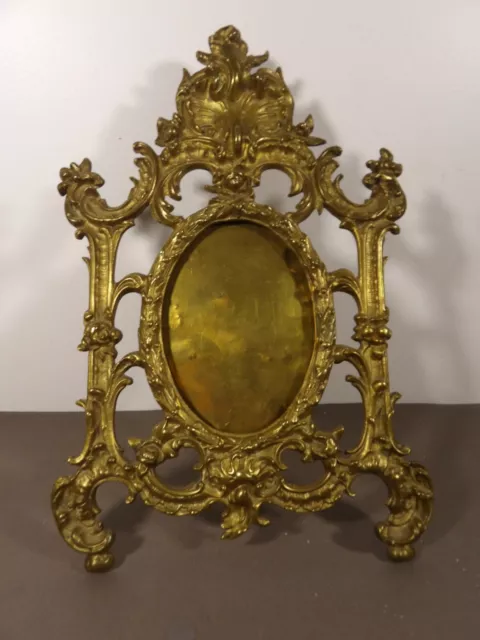 Cadre ancien porte photo bronze doré rocaille style Louis XV Fondeur KM XIXè