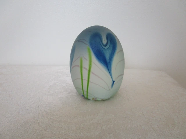 Vintage Juliet Caithness Art Glass Paperweight Blue Hearts Hand Signed Scotland
