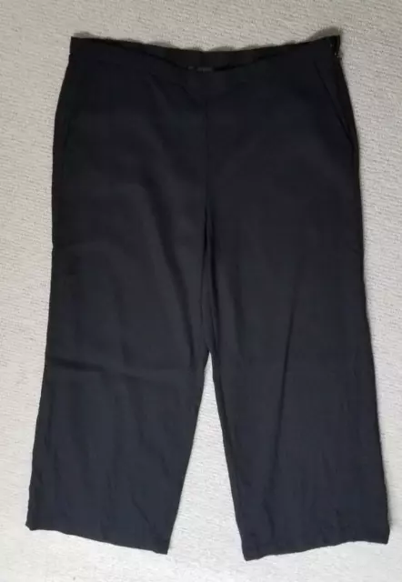 Eileen Fisher Black Wide Leg Cropped Pants - Medium M - Tencel Lagenlook